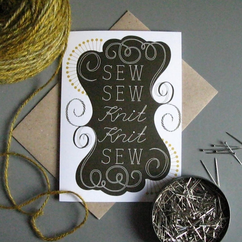 Sew Sew Knit Knit Sew Greeting Card Etsy
