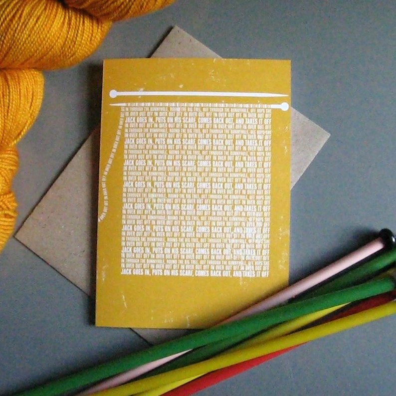 Knitting Rhyme Card Etsy UK