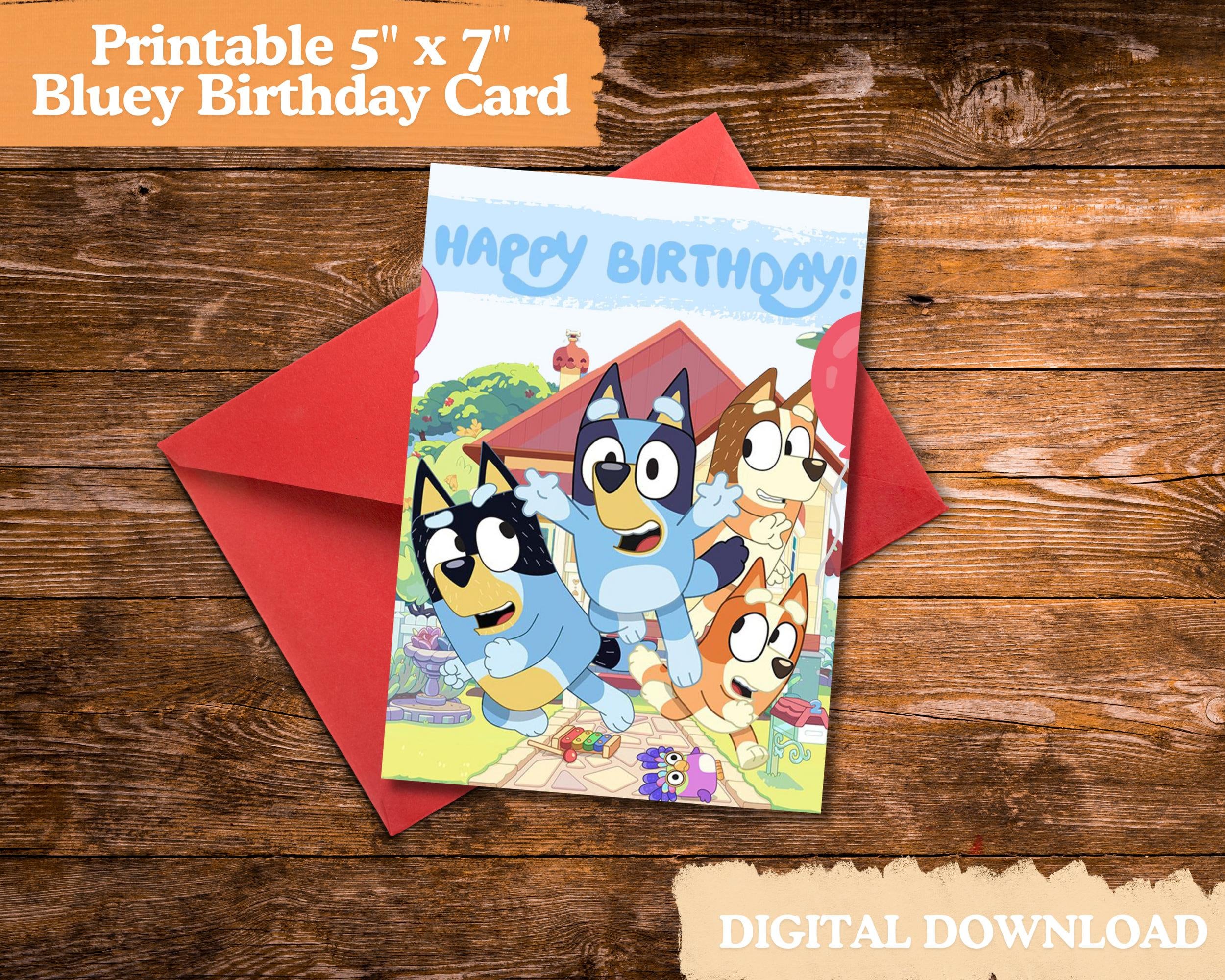 Bluey Heeler Family Printable Birthday Card