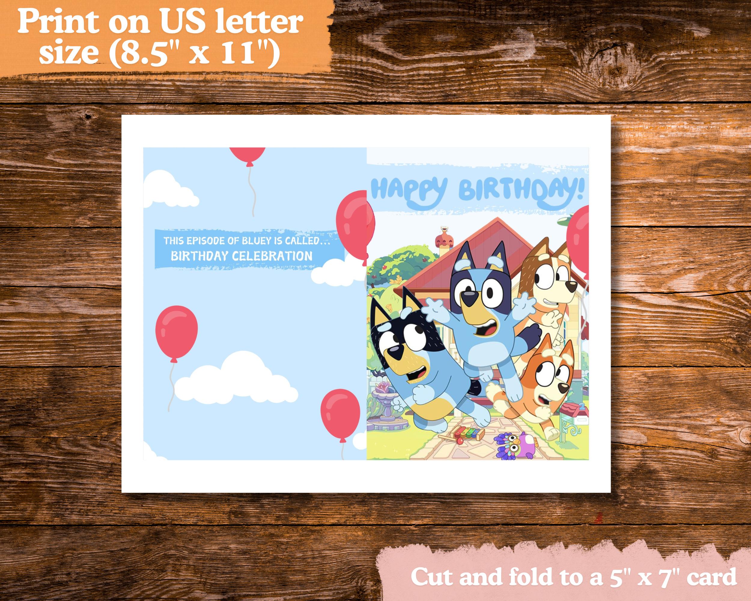 Bluey Heeler Family Printable Birthday Card