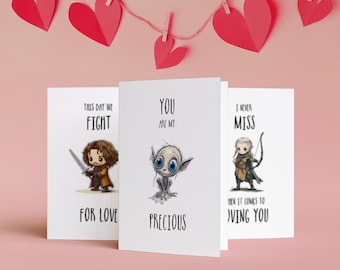 Valentijnsdagkaart You Are My Precious, afdrukbare kaarten Lord of the Rings Vday, Chibi Gollum