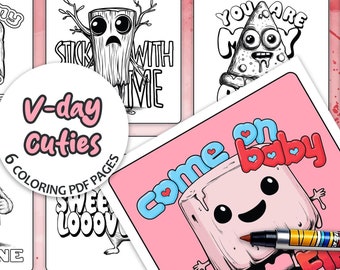 Leuke kleurplaten voor Valentijnsdag: Kawaii Food Puns (digitale download)
