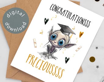 Lord of the Rings afstudeerkaart (digitale download): Gefeliciteerd, kostbare, Gollum LOTR digitale groet
