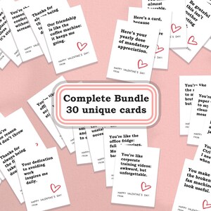 Lot de 30 cartes drôles pour la Saint-Valentin avec un collègue, une journée sur le lieu de travail, faites rôtir vos collègues, humour au bureau, PDF numérique, carte imprimable de la Saint-Valentin