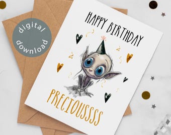 Lord of the Rings-verjaardagskaart: Happy Birthday Precious, digitale Gollum LOTR-groet