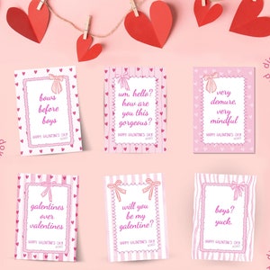 Tarjeta estética de Galentine para mejores amigas, coqueta con lazo rosa de Galentine, meme muy recatado, decoración de fiesta XOXO, cinta femenina para San Valentín digital
