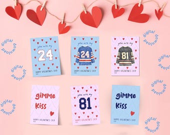 Verwarmde rivaliteit Valentines-kaartenset, hockeyromantiek Valentijnsdag minikaarten voor leesgrage meisjes, Vday-cadeaukaartjes, digitale download