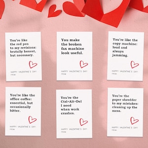 6 Carte de Saint-Valentin drôle de collègue, notes de travail sarcastiques sur le lieu de travail, rôtir vos collègues, fête de bureau, étiquette cadeau, ensemble d'humour sarcastique #5