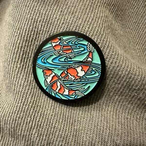 Japanese Sewer Manhole Cover Enamel Pin Ojiya Niigata Koi Fish