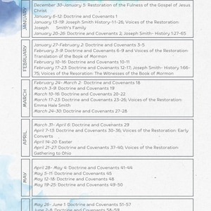 Come Follow Me 2025 Reading Schedule- Blue Watercolor