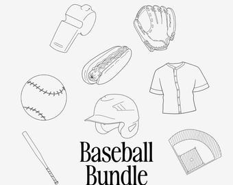 Hand-Drawn Baseball Clipart Bundle | SVG, PNG, AI (Digital Download)