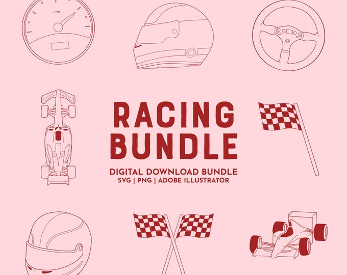Racing Clipart Bundle | Racing SVG | Racing Illustration Pack | Hand ...