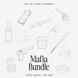Mafia Clipart Bundle | Mafia SVG | Mafia Illustration Pack | Hand-Drawn Mafia |