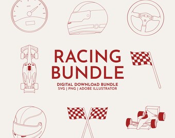 Racing Clipart Bundle | Racing SVG | Racing Illustration Pack | Hand ...