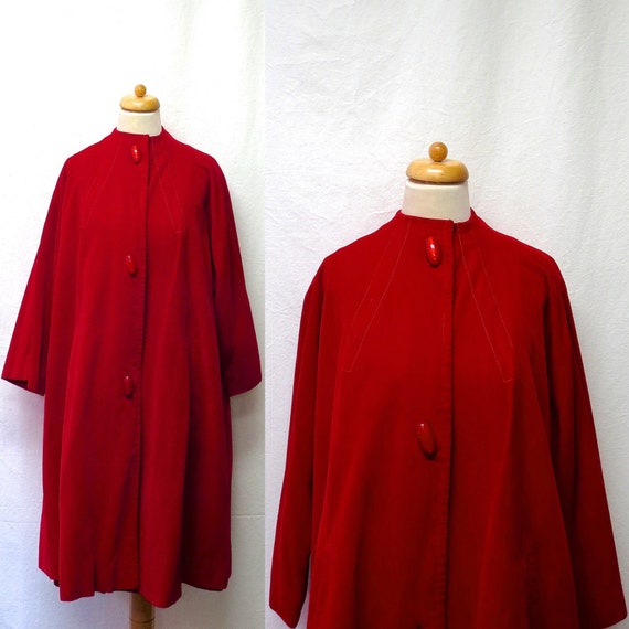 1940s / 50s Vintage Cotton Velvet Cape / Crimson R