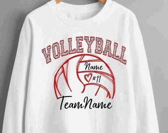 Personalized Leopard Volleyball Sweatshirt: Custom Team Name & Number