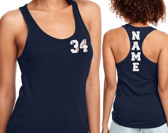 Personalized Baseball Chest Number on Tank, Personalized Glitter Baseball Tank with Number, Custom Glitter Softball Number, Baseball Shirt