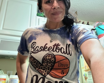 Custom Bleached Basketball Mom Shirt: Personalized Name & Number Tee
