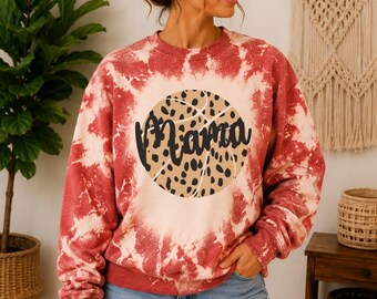Bleached Leopard Basketball Mama Sweatshirt • Distressed Sports Mom Crewneck Sweater