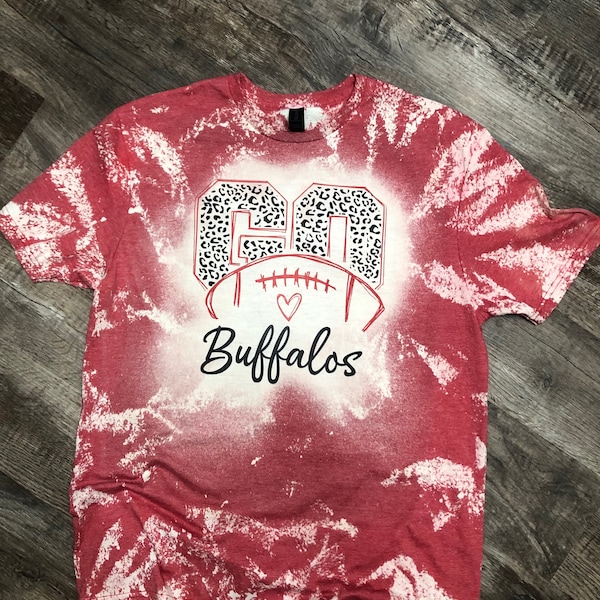 Custom Football Mom Shirt, Bleached Custom Shirt, Name and Number Shirt,  Leopard Football Shirt, Bleached Football Mom Shirt