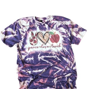 Peace Love Teach Shirt, Bleached Teacher Shirt, Back to school Teacher Gift, Bleached Tees, Teacher Shirts