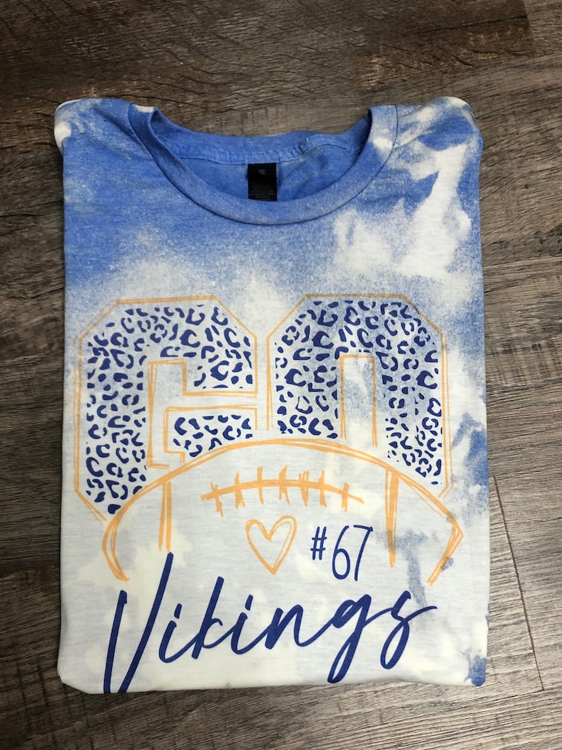 Football Mom custom blue bleached tee.  Personalized with players number and team name