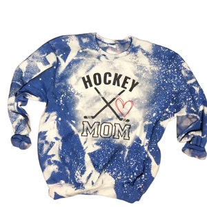 Hockey Mom Sweatshirt, Bleached Custom Sweatshirt,  Hockey Mom Shirt, Personalized Hockey Bleached Crew