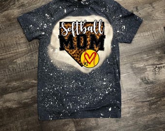 Bleached Leopard Softball Mom Shirt - Custom Player Number