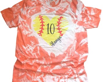 Personalized Bleached Softball Mom Shirt: Custom Name & Number