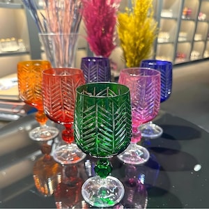 handgemachte Tasse, Kristallglas, Boho-Stil, Premium Glas, Weinglas, Hauptgeschenk, Vintage-Stil-Weingläser, farbige Cocktailgläser.
