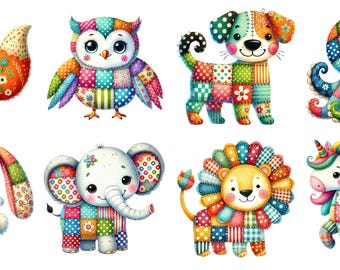 Patchwork Animals Mini Diamond Painting Kit by AquarelleAuraPalette