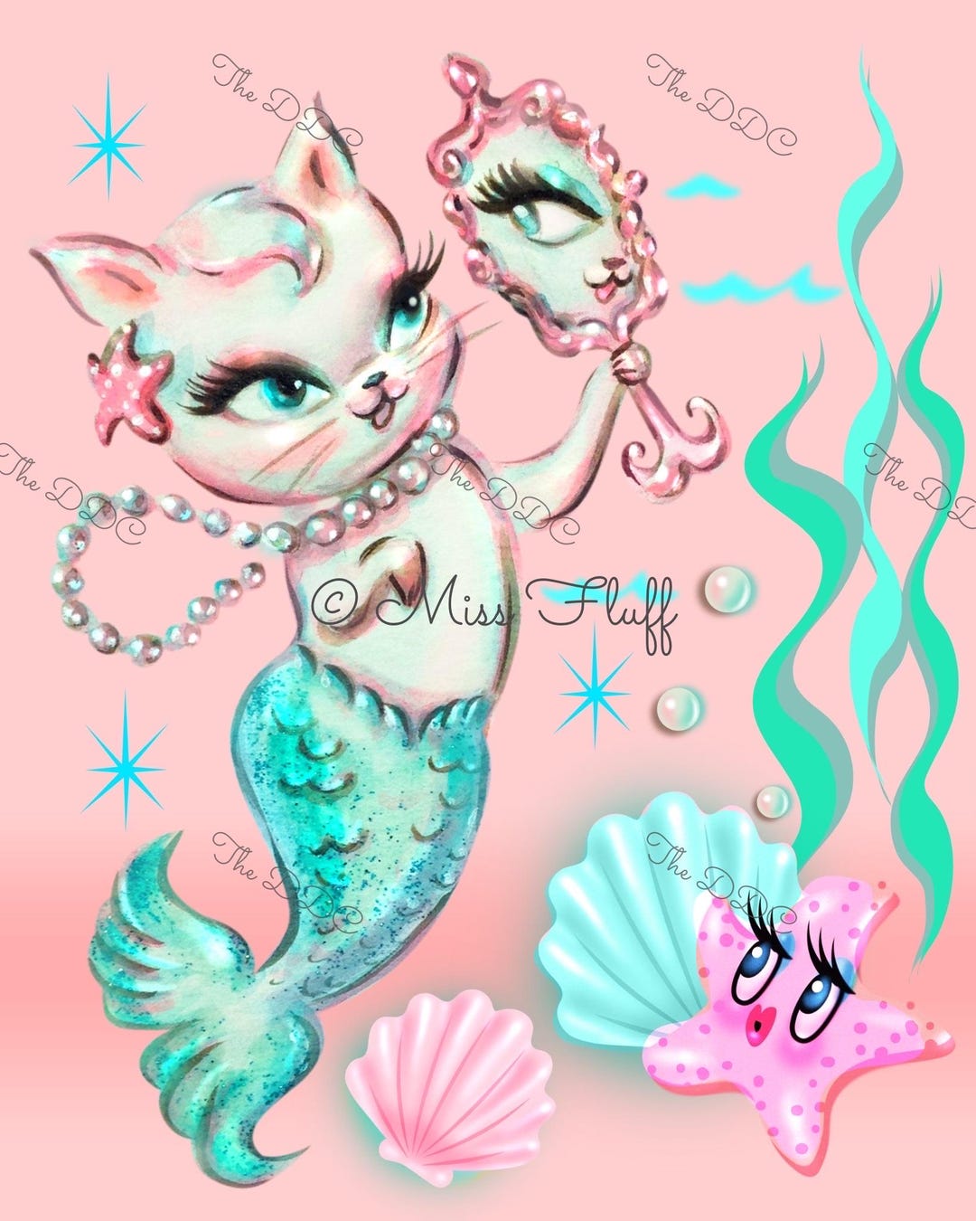Merkitty With Pearls Full Size Diamond Painting by Miss Fluff - Etsy
