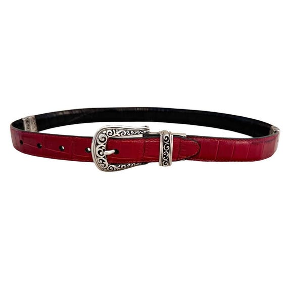 Vintage Black and Red Reversible Leather Belt With Snakeskin  display picture 3