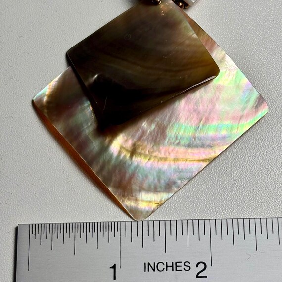 Iridescent shell beaded statement necklace by Col… - image 8