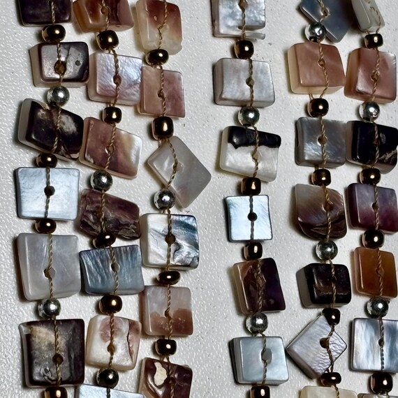 Iridescent shell beaded statement necklace by Col… - image 7