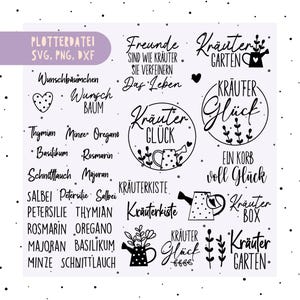 German plotter file herbsgarden - garden decoration, herbs svg, Cricut Silhouette, favorite place - wheelbarrow - garden gifts - garden love