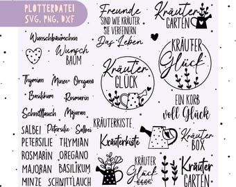 German plotter file herbsgarden - garden decoration, herbs svg, Cricut Silhouette, favorite place - wheelbarrow - garden gifts - garden love