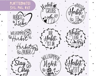German Autumn Plotter File SVG DXF ,Cricut Silhouette Studio Plotter File ,Autumn Magic, ,Hello Autumn,Autumn Greetings SVG Pumpkin Leaf svg