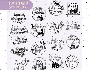 Hello Winter German Plotter file - Christmas Home Svg - Christmas Sayings Plotter File, Christmas svg png dxf, German Christmas clipart