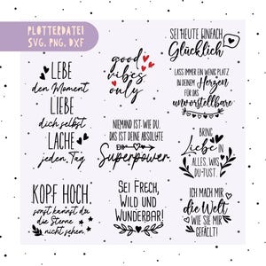 Paquet SVG de citations de motivation allemandes, SVG inspirant, SVG positif pour les conceptions Cricut et Silhouette, conceptions de sublimation, gravées au laser