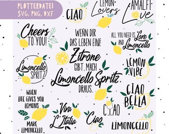 Lemon Clipart | Limoncello Svg Dxf PNG | Italian Lemons | Italian Lemons Svg |  | Ciao Bella svg | Lemonade | German Limoncello Svg Bundle