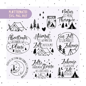 Archivo de trazador alemán camping SVG PNG tienda SVG PNG archivo de trazador campista refranes de camping hogar SVG archivo de corte Cricut feliz campista