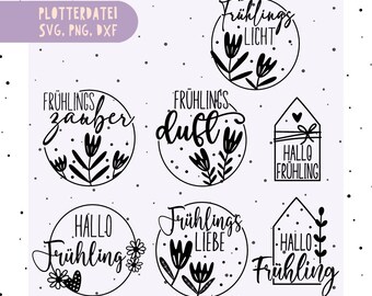 German Spring Quotes Plotter File, Hello Spring svg, German Saying Svg, Flowers svg, Spring Svg Dxf Quotes, Welcome Spring Svg Dxf Png
