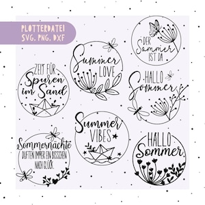 Paquete de archivos SVG y PNG de trazador de verano alemán - SVG de playa - SVG de verano - Hola verano SVG - Cricut Silhouette Studio - Dicho de verano SVG, DXF y PNG