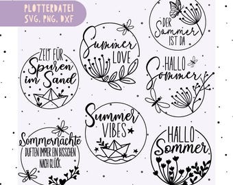 German Summer plotter file svg png bundle - beach svg - summer svg - hello summer svg - Cricut Silhouette Studio - summer saying svg dxf png