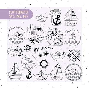 German Nautical Svg Bundle, Plotterdatei Sommer, Hamburg Svg, Moin Svg, Meer Svg, Wilkommen Svg, Plotterdatei Küstenkind, German Svg, Cricut