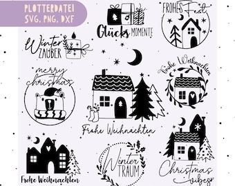 Merry Christmas German Plotter file - Merry Christmas SVG, Christmas Sayings Plotter File, Christmas SVG PNG DXF, German Christmas clipart