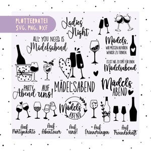 German Party SVG bundle, German Party Night Plotter File Svg Bundle, Girls Night Out Plotter File, Party Time  Svg Png Dxf Laserdatei