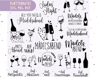 Duitse partij SVG bundel, Duitse partij nacht plotter bestand SVG bundel, Girls Night Out plotter bestand, Party Time SVG PNG DXF laserbestand