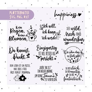 German Inspirational Quotes Plotter File SVG PNG DXF Bundle | Garman Positive Sayings Svg | Plotting Bundle Clipart | Plotterdatei Bundle